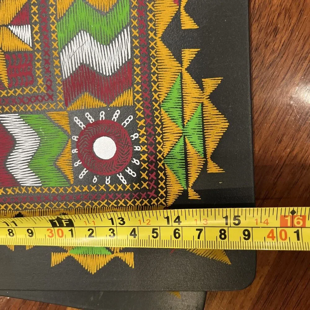 Set of 6 Plastic Geometric Aztec Placemats Farmhouse Tribal Boho NWOT